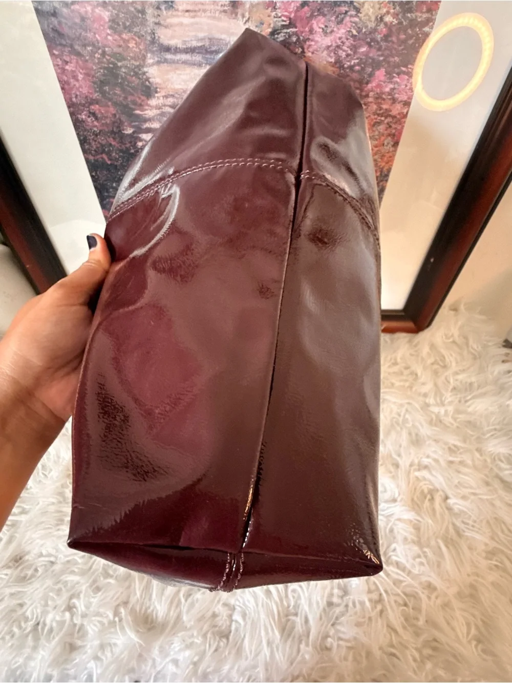 ZARA Vintage-Glossy Burgundy Women’s Shoulder Bag